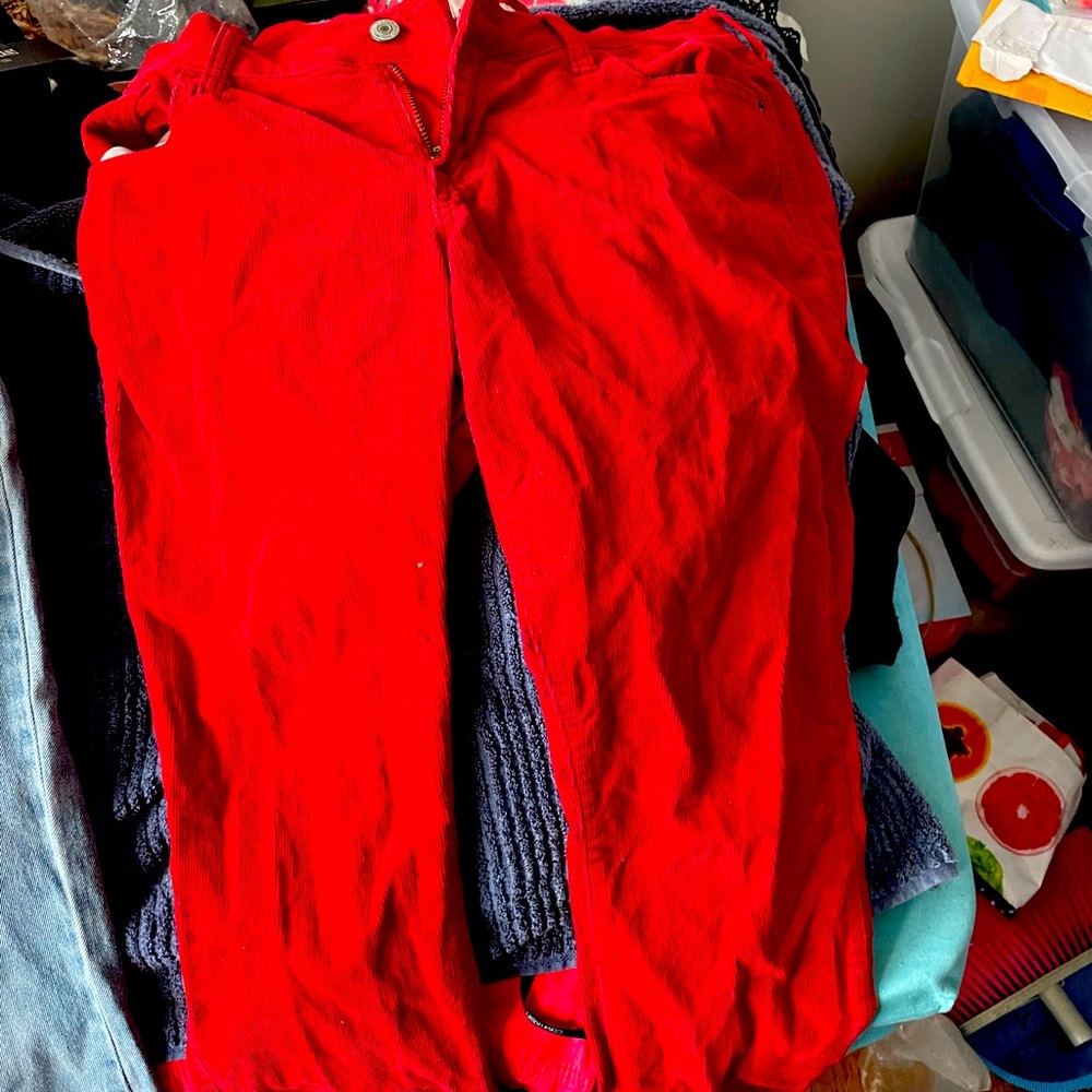 Red corduroy old navy jeans